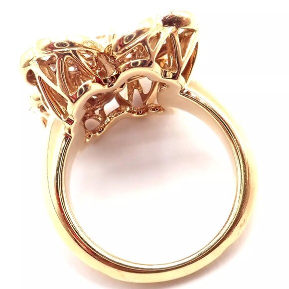 Authentic! Van Cleef & Arpels Cosmos 18k Yellow Gold Diamond Medium Model Ring - Picture 8 of 13